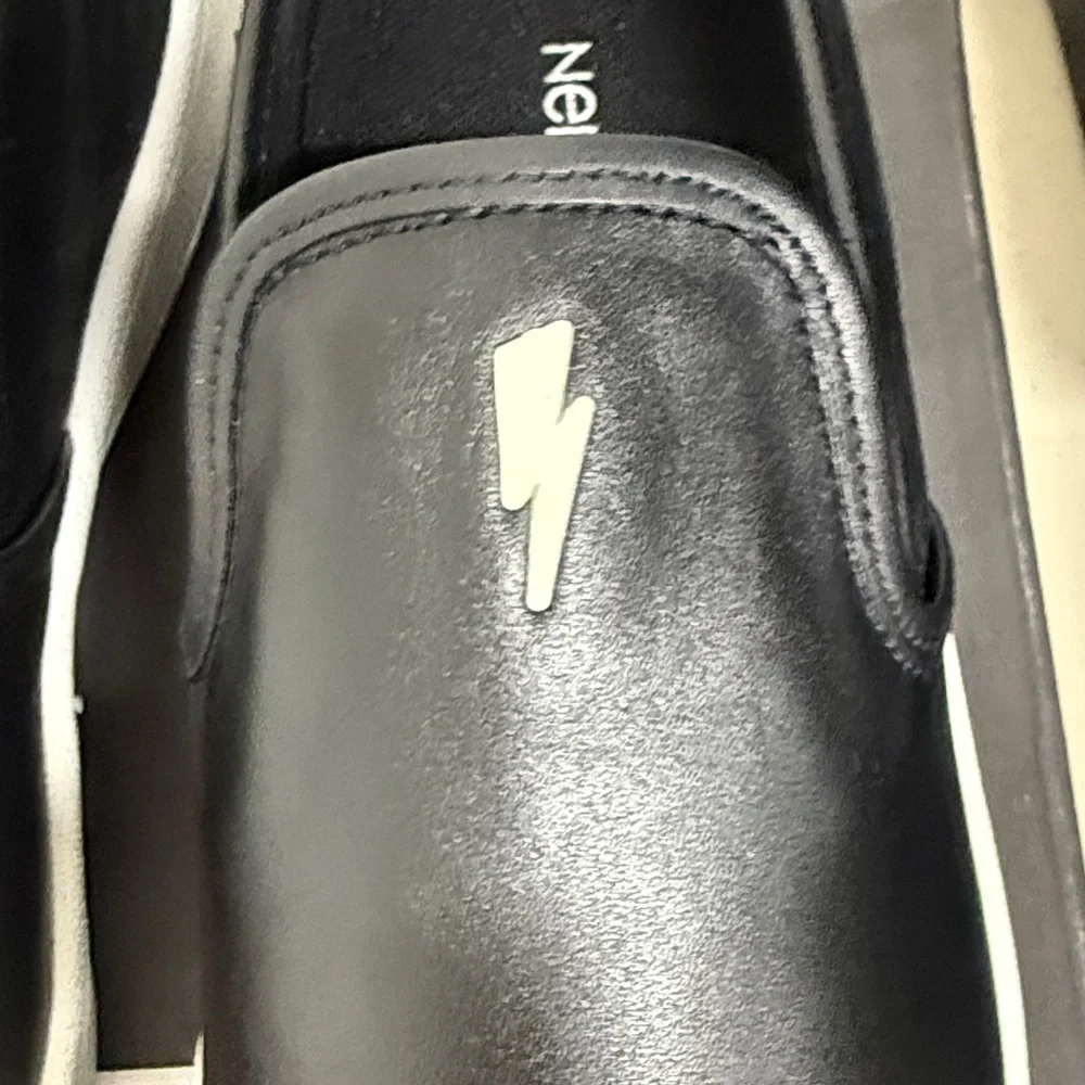 NIB Neil Barrett Black Slip-On Logo Shoes sz 38